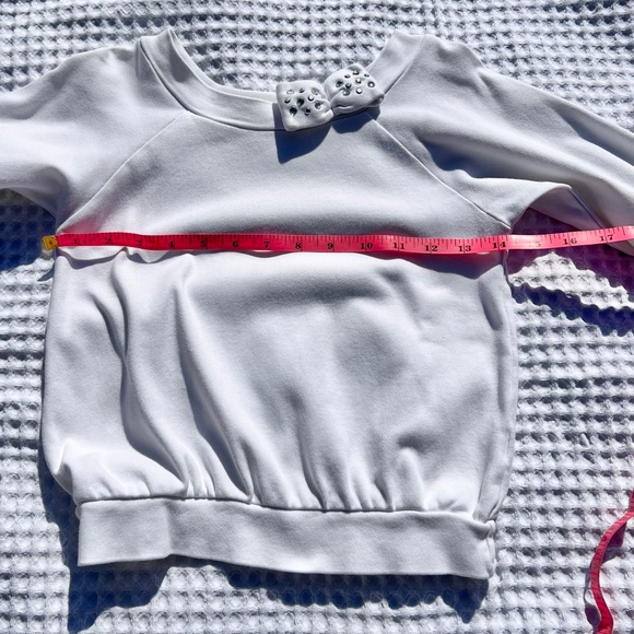 Boat Neck Top w/ Three-Quarter Cuffed Sleeves & Sequin Decorated Bow at Neck - Picture 8 of 14